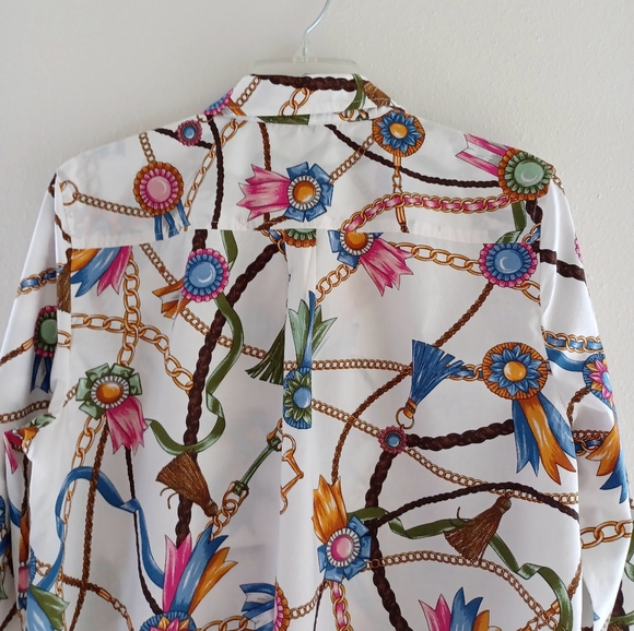 TALBOTS Classic Cotton Shirt - Links & Ribbons, size L - Picture 6 of 15